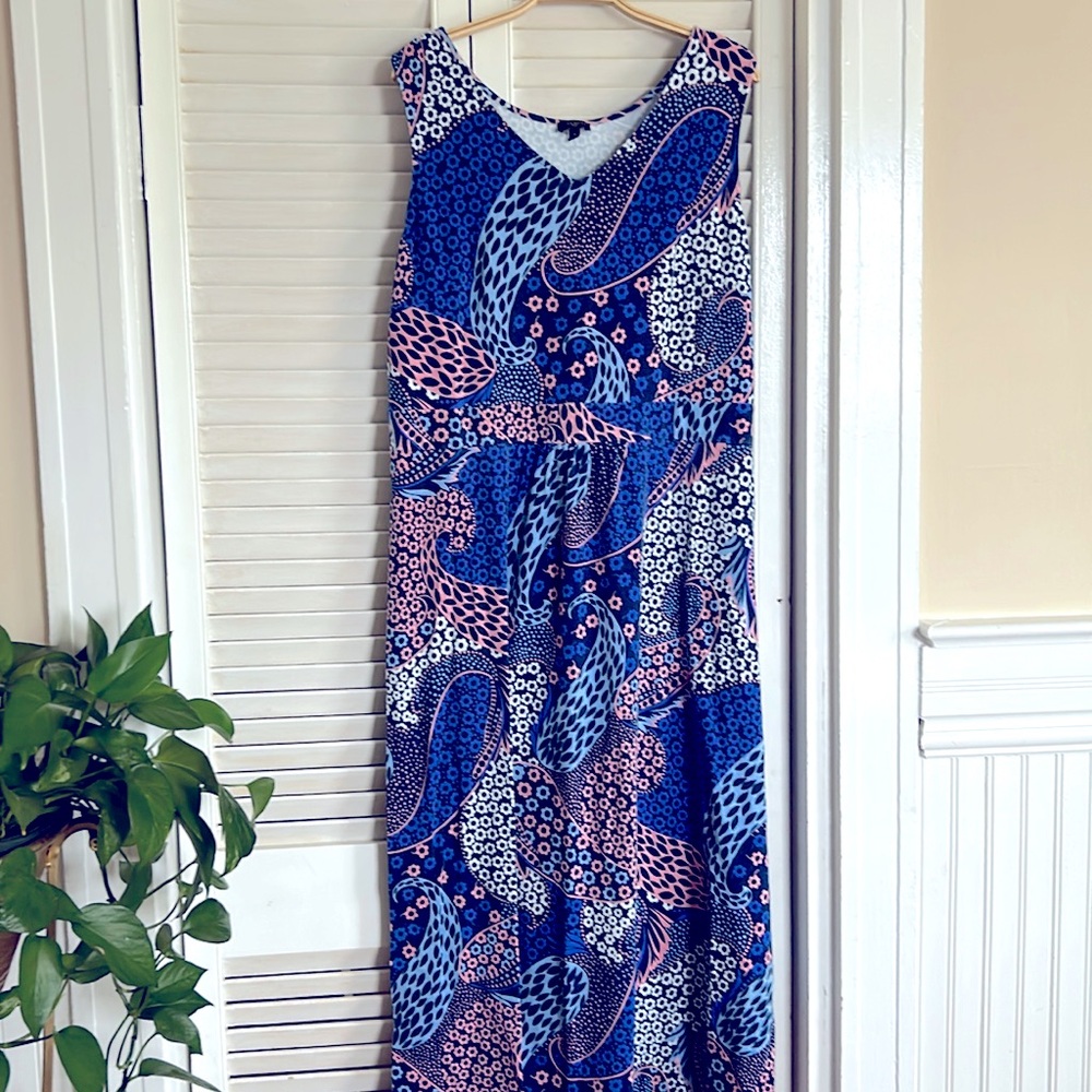Talbots blue knit maxi dress 1X